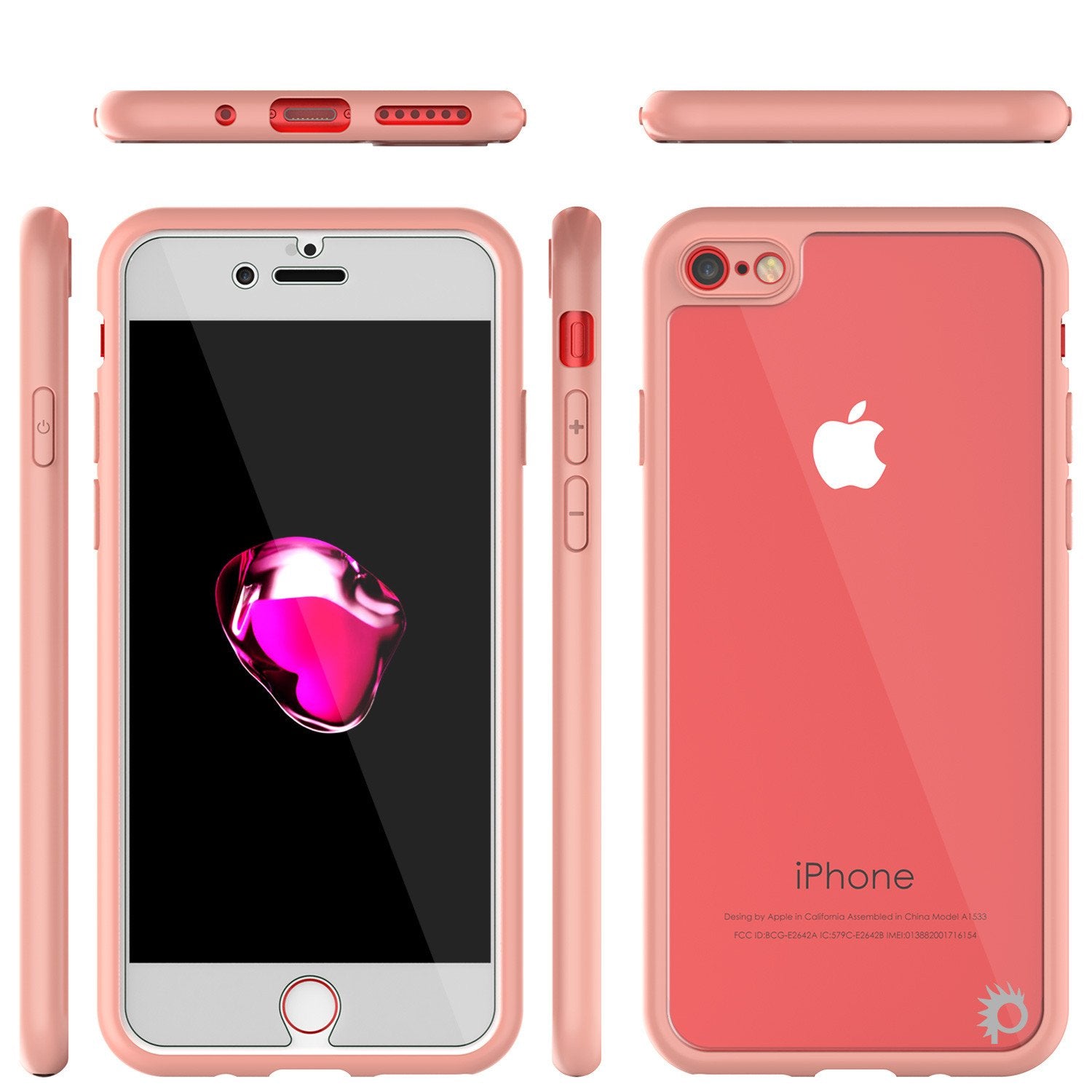 iPhone 7 Case [MASK Series] [PINK] Full Body Hybrid Dual Layer TPU Cover W/ protective Tempered Glass Screen Protector