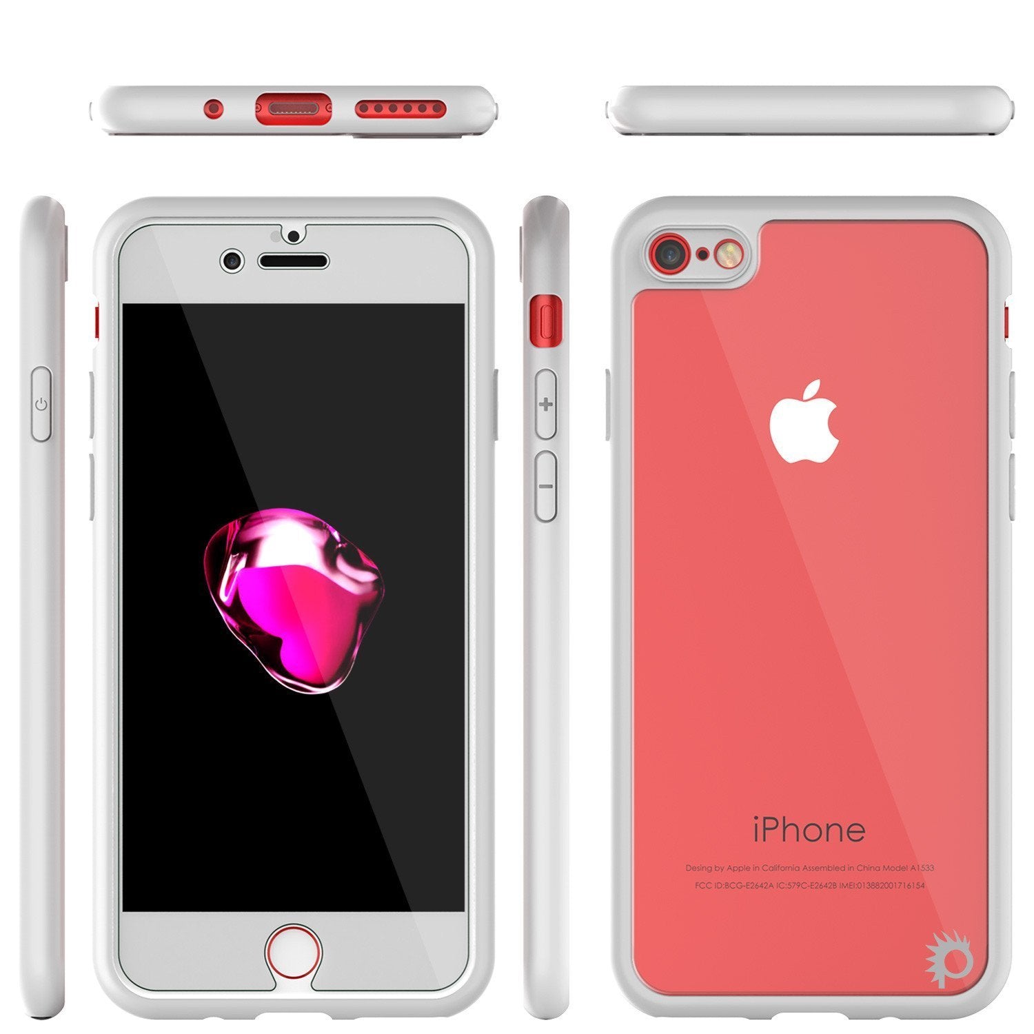 iPhone 8 Case [MASK Series] [WHITE] Full Body Hybrid Dual Layer TPU Cover W/ protective Tempered Glass Screen Protector