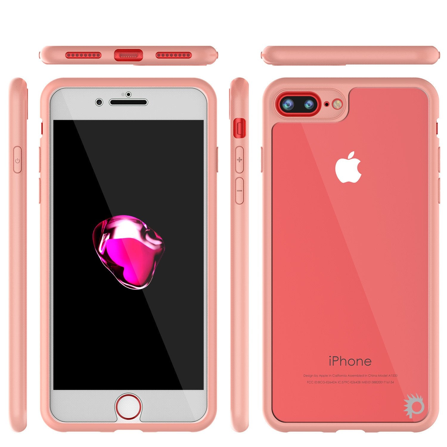 iPhone 7+ Plus Case [MASK Series] [PINK] Full Body Hybrid Dual Layer TPU Cover W/ protective Tempered Glass Screen Protector
