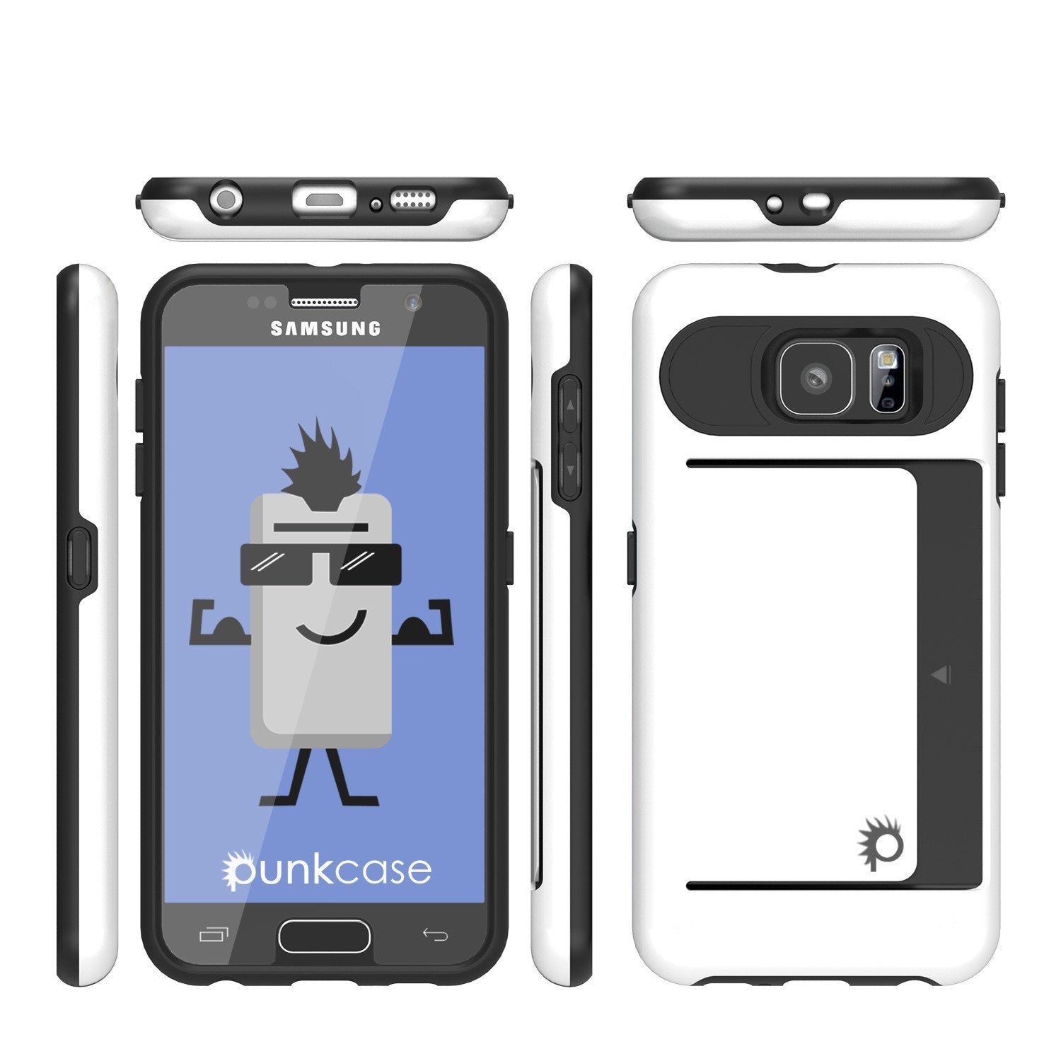 Galaxy S6 EDGE Case PunkCase CLUTCH White Series Slim Armor Soft Cover Case w/ Screen Protector