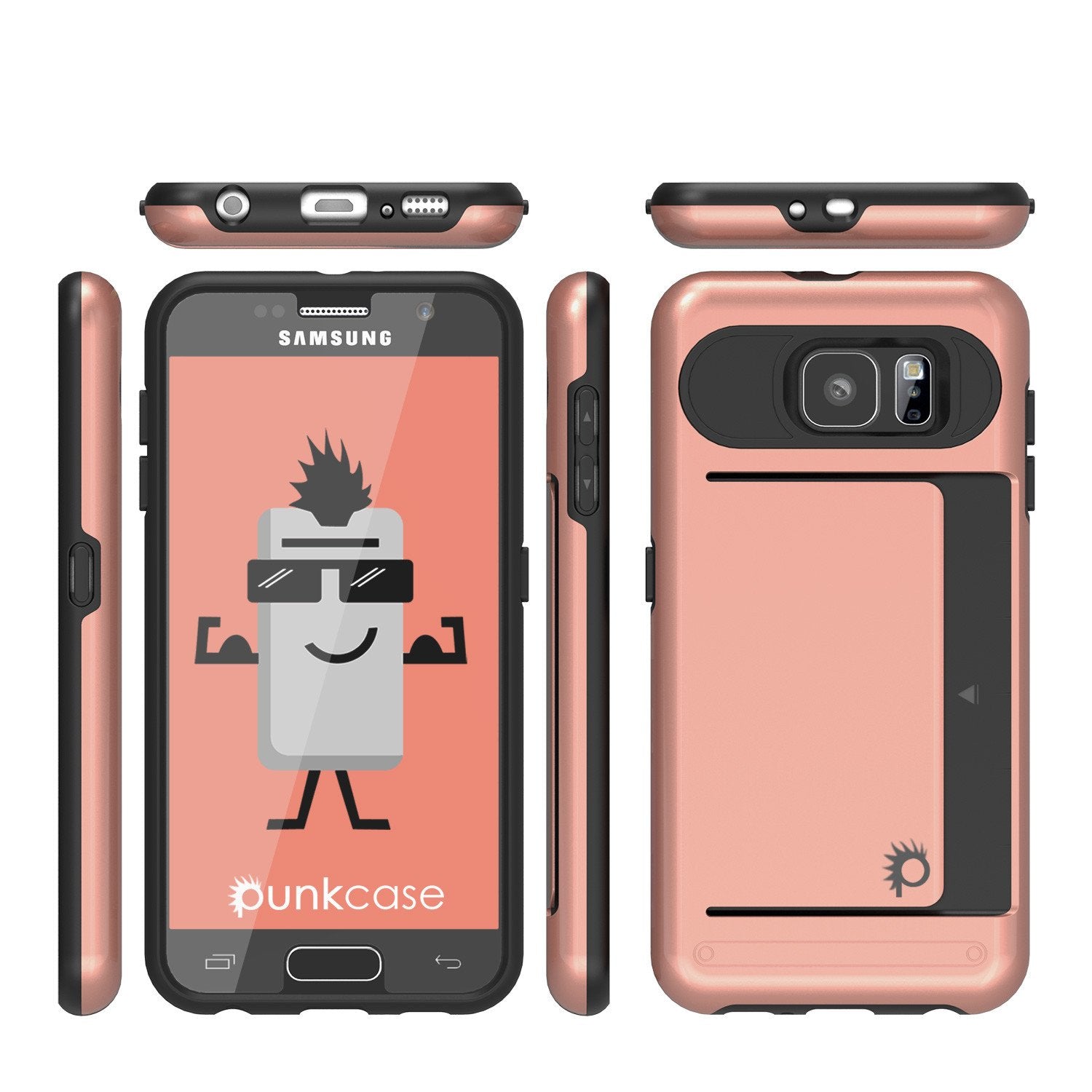 Galaxy s6 Case PunkCase CLUTCH Rose Gold Series Slim Armor Soft Cover Case w/ Tempered Glass