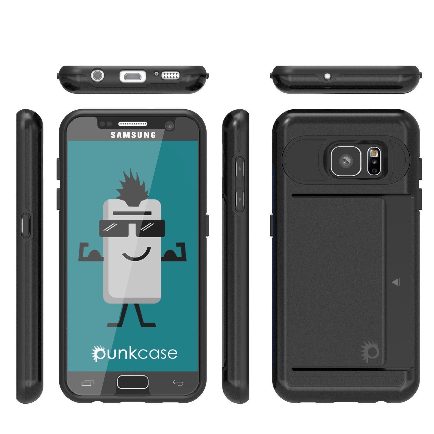 Galaxy S7 EDGE Case PunkCase CLUTCH Black Series Slim Armor Soft Cover Case w/ Screen Protector