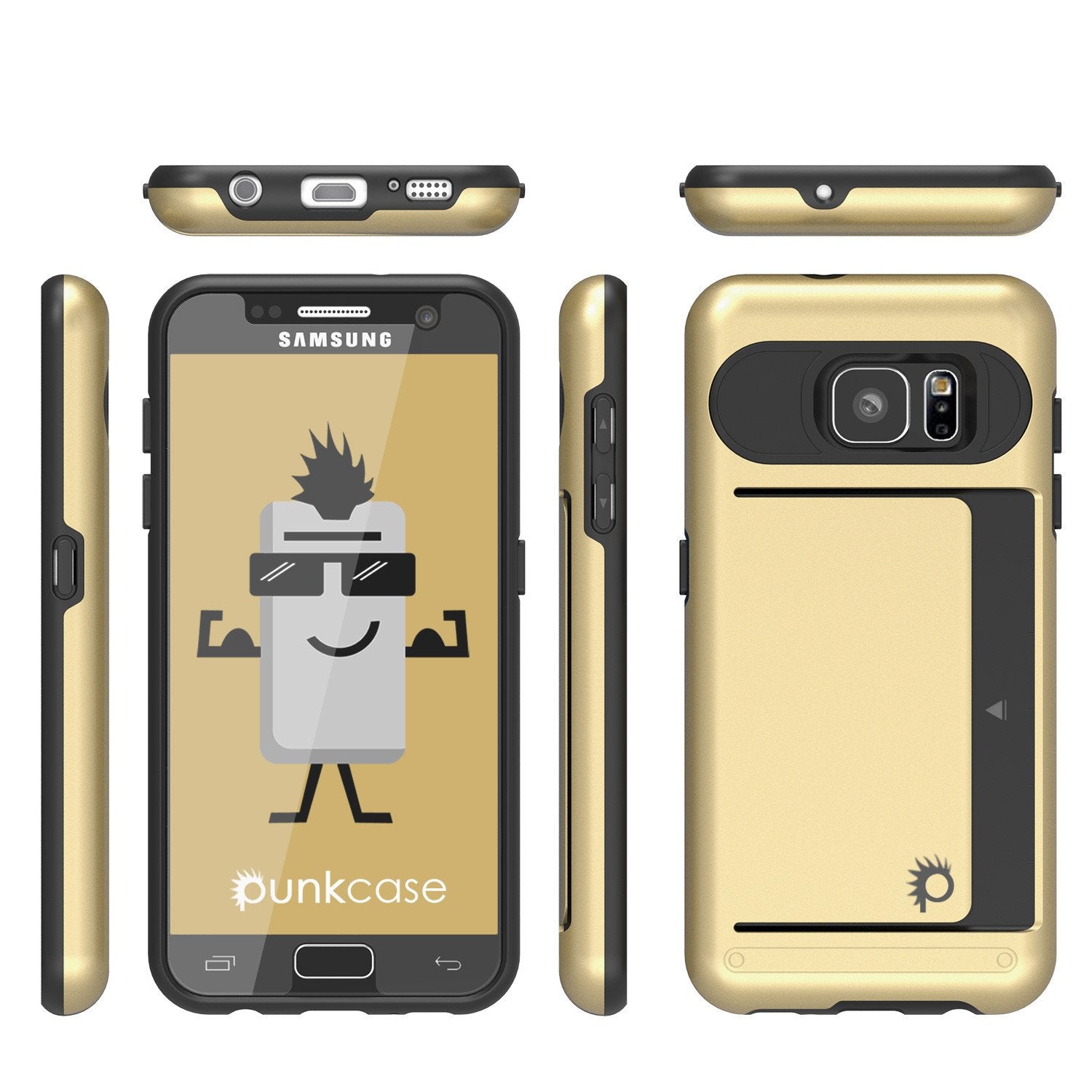 Galaxy s7 Case PunkCase CLUTCH Gold Series Slim Armor Soft Cover Case w/ Tempered Glass