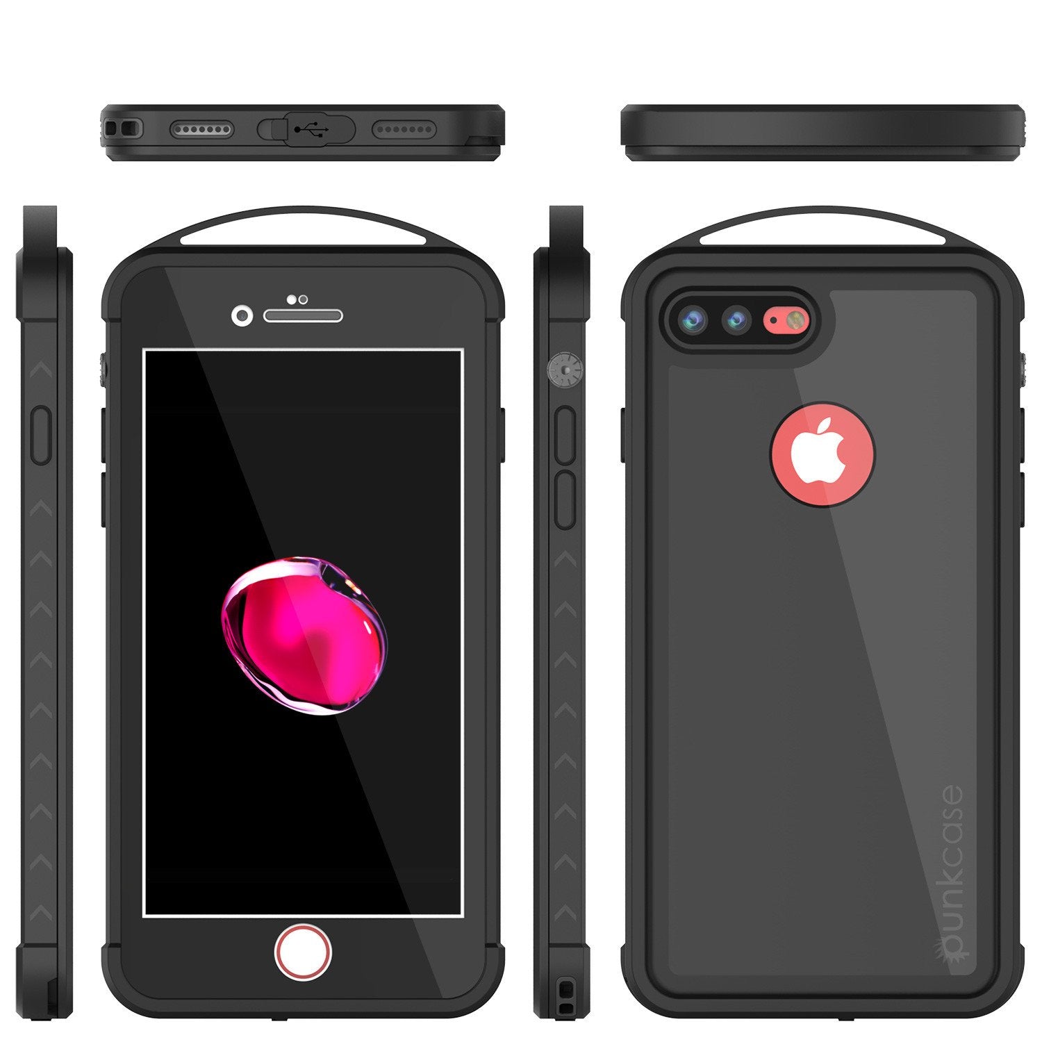 iPhone 7+ Plus Waterproof Case, Punkcase ALPINE Series, Black | Heavy Duty Armor Cover