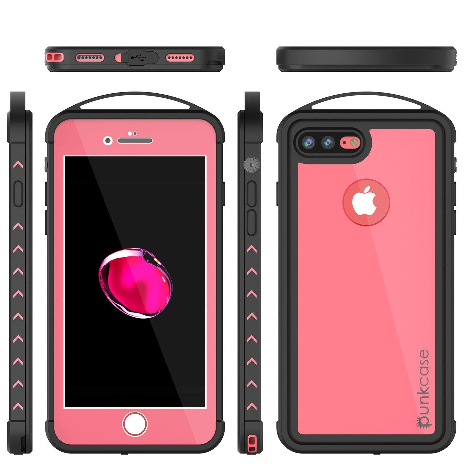 iPhone 7+ Plus Waterproof Case, Punkcase ALPINE Series, Pink | Heavy Duty Armor Cover