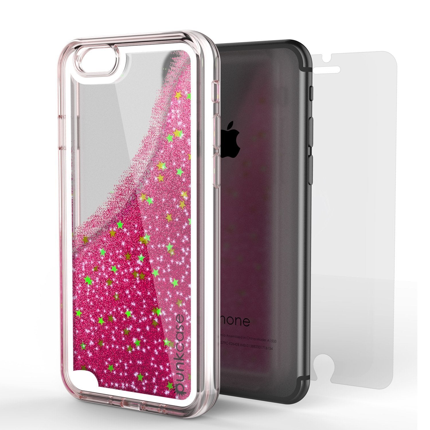 iPhone SE (4.7") Case, PunkCase LIQUID Pink Series, Protective Dual Layer Floating Glitter Cover