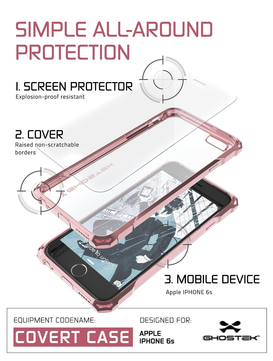 iPhone 6S Case, Ghostek® Covert Peach, Premium Impact Protective Armor | Lifetime Warranty Exchange