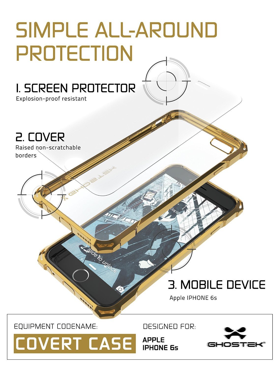 iPhone 6S Case, Ghostek® Covert Gold, Premium Impact Protective Armor | Lifetime Warranty Exchange