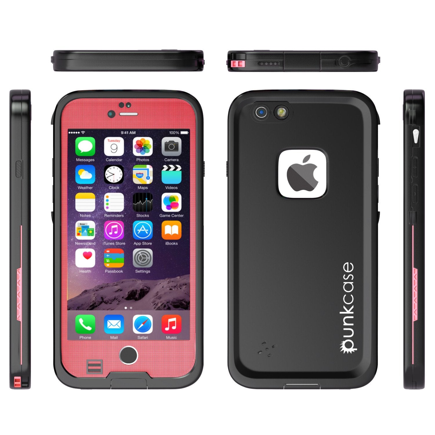iPhone 6/6S Plus Waterproof Case, Punkcase SpikeStar Red Thin Fit 6.6ft Underwater IP68 | Warranty