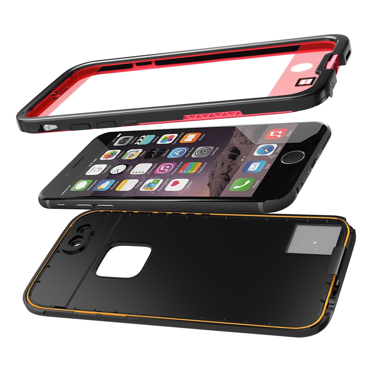 iPhone 6/6S Plus Waterproof Case, Punkcase SpikeStar Red Thin Fit 6.6ft Underwater IP68 | Warranty