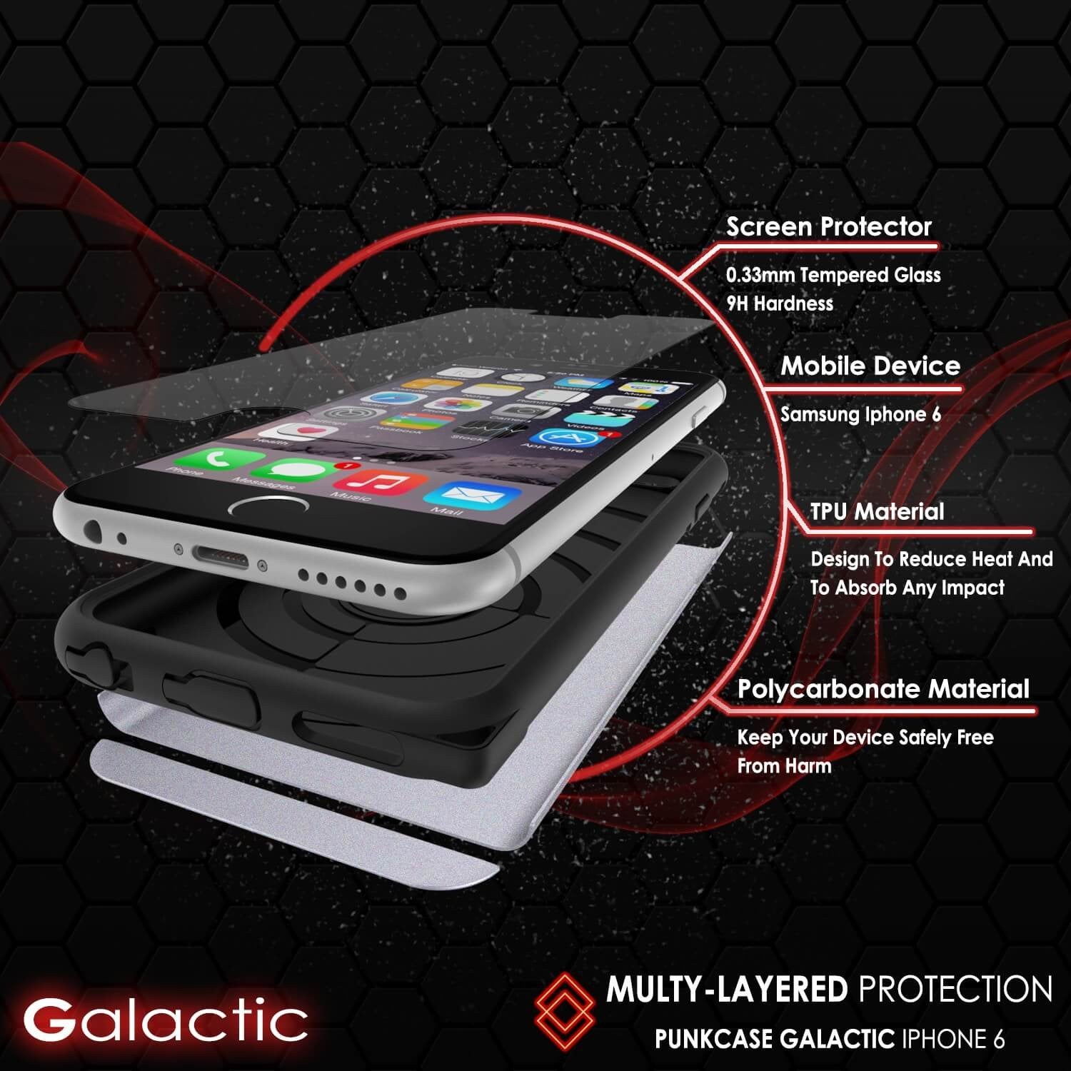 iPhone 6s Plus/6 Plus  Case PunkCase Galactic Silver Slim w/ Tempered Glass | Lifetime Warranty