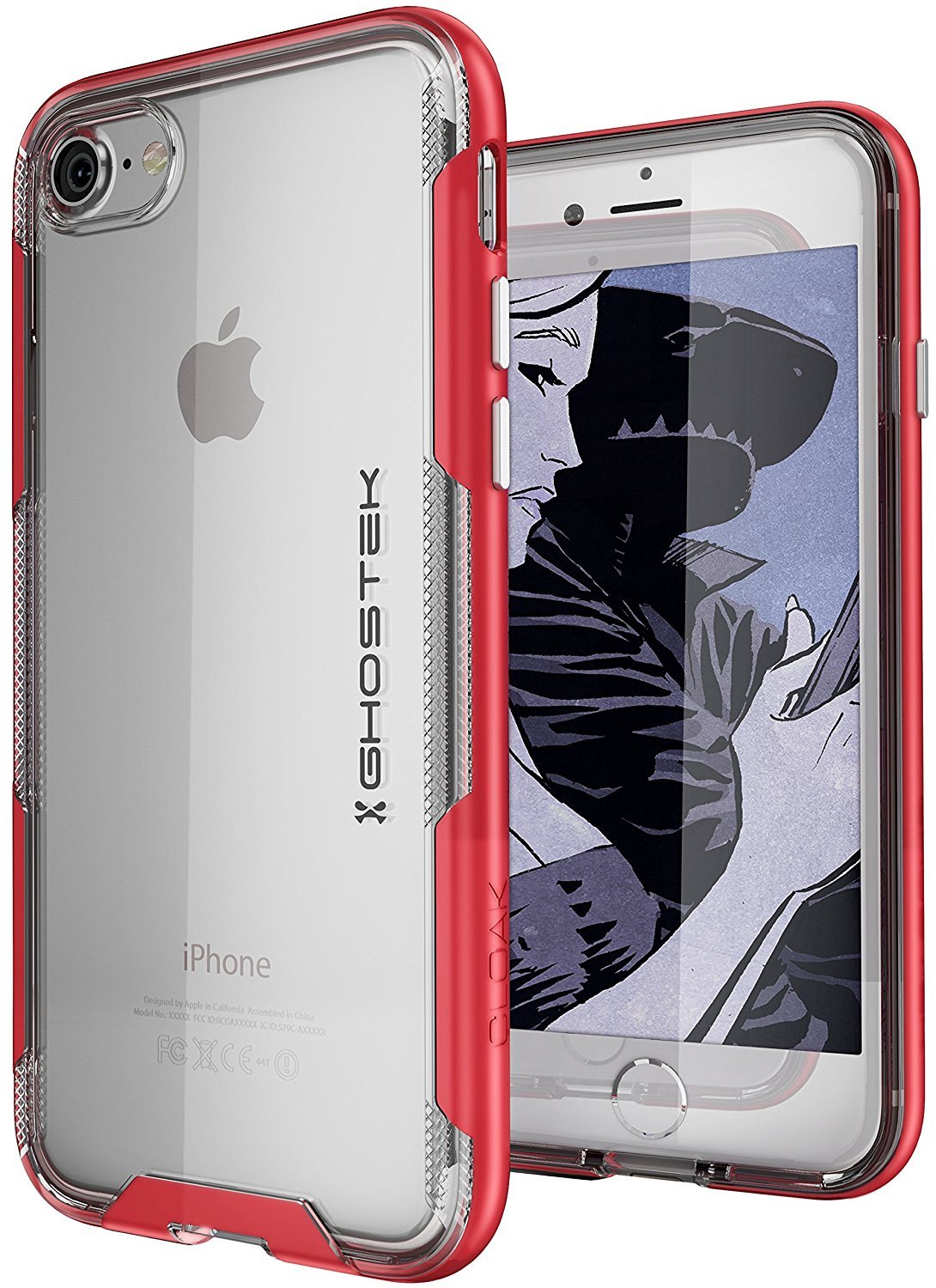 iPhone 7 Case, Ghostek Cloak 3 Series for iPhone 7 Clear Protective Case | Red