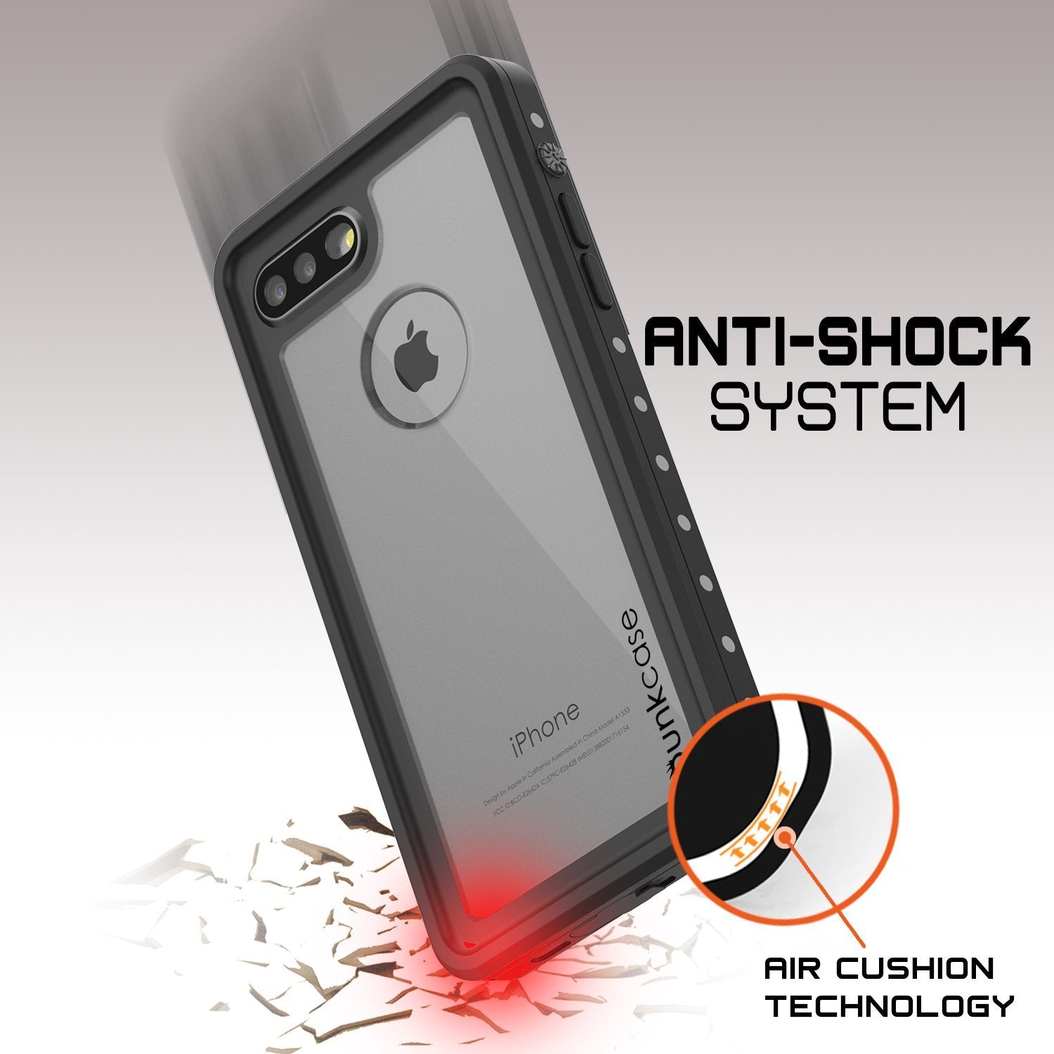 iPhone 8+ Plus Waterproof IP68 Case, Punkcase [Clear] [StudStar Series] [Slim Fit] [Dirtproof]