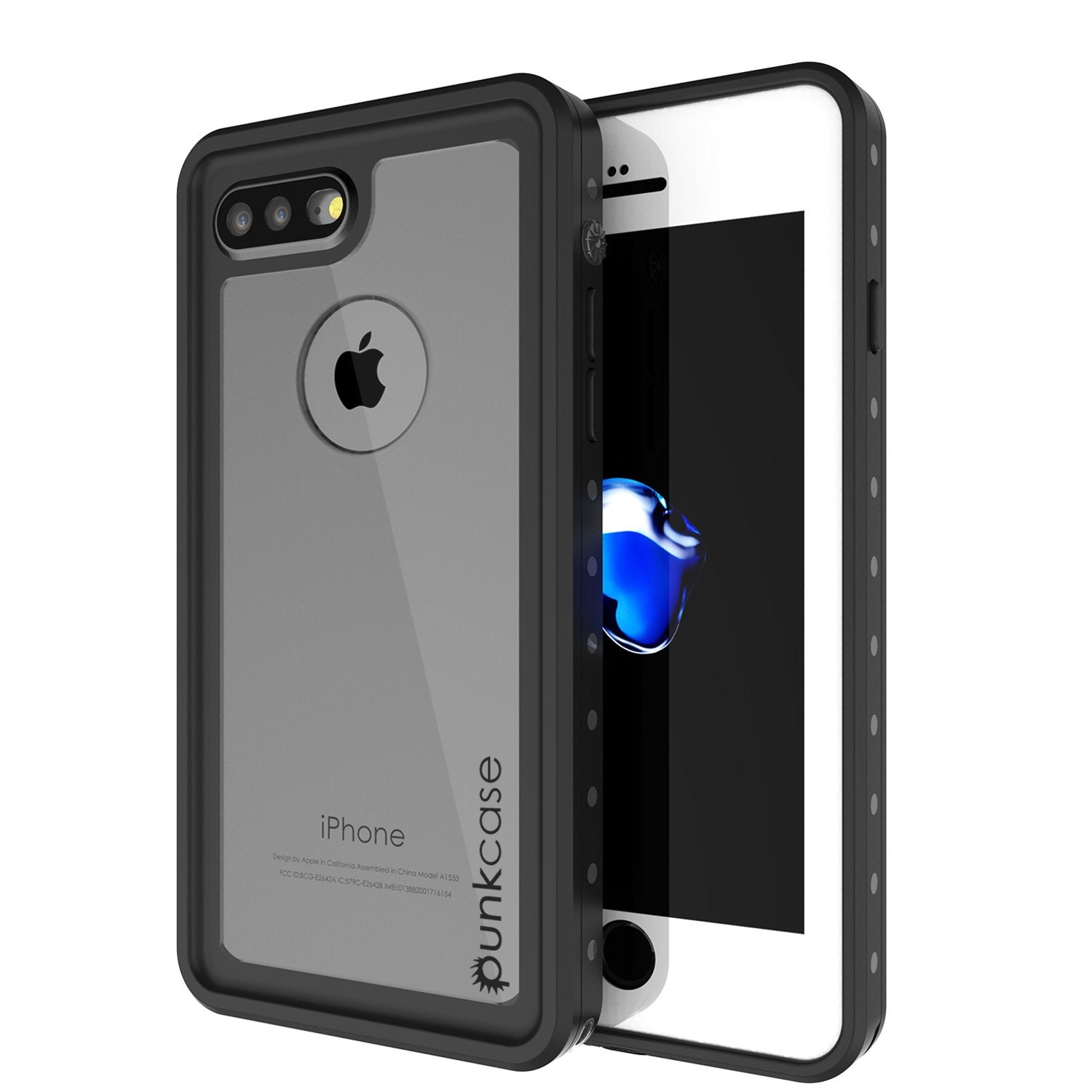 iPhone 7+ Plus Waterproof IP68 Case, Punkcase [Clear] [StudStar Series] [Slim Fit] [Dirtproof]