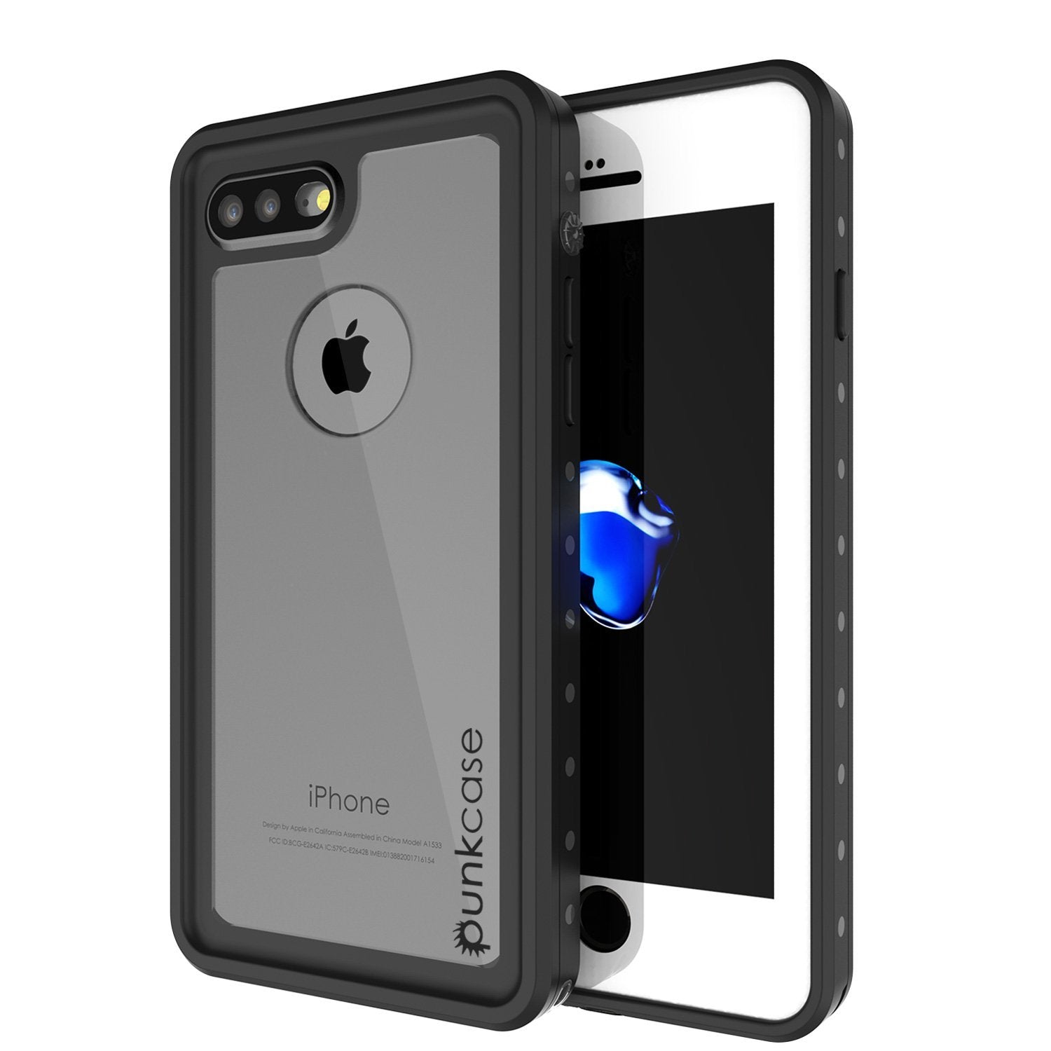 iPhone 8+ Plus Waterproof Case, Punkcase [StudStar Series]Slim fit ,Clear