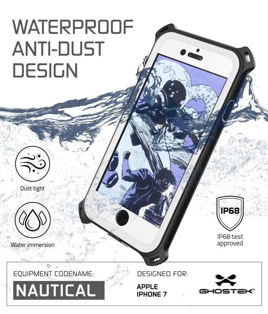 iPhone 7 Waterproof Case, Ghostek Nautical Series for iPhone 7 | Slim Underwater Protection | Adventure Duty | Ultra Fit | Swimming (White)