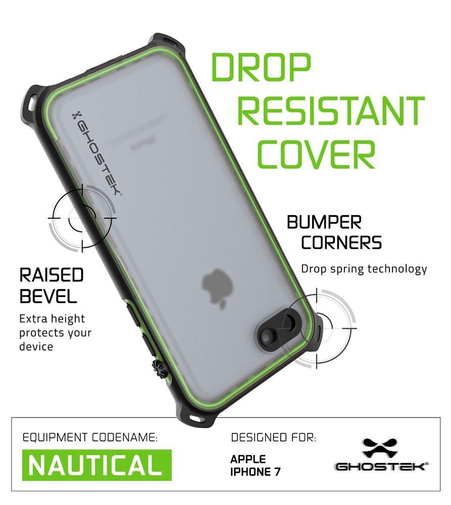 iPhone 7 Waterproof Case, Ghostek Nautical Series for iPhone 7 | Slim Underwater Protection| Adventure Duty | Ultra Fit | Swimming (Green)