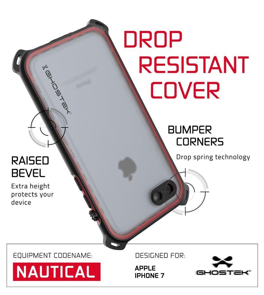 iPhone 7 Waterproof Case, Ghostek Nautical Series for iPhone 7 | Slim Underwater Protection | Adventure Duty | Ultra Fit | Swimming (Red)