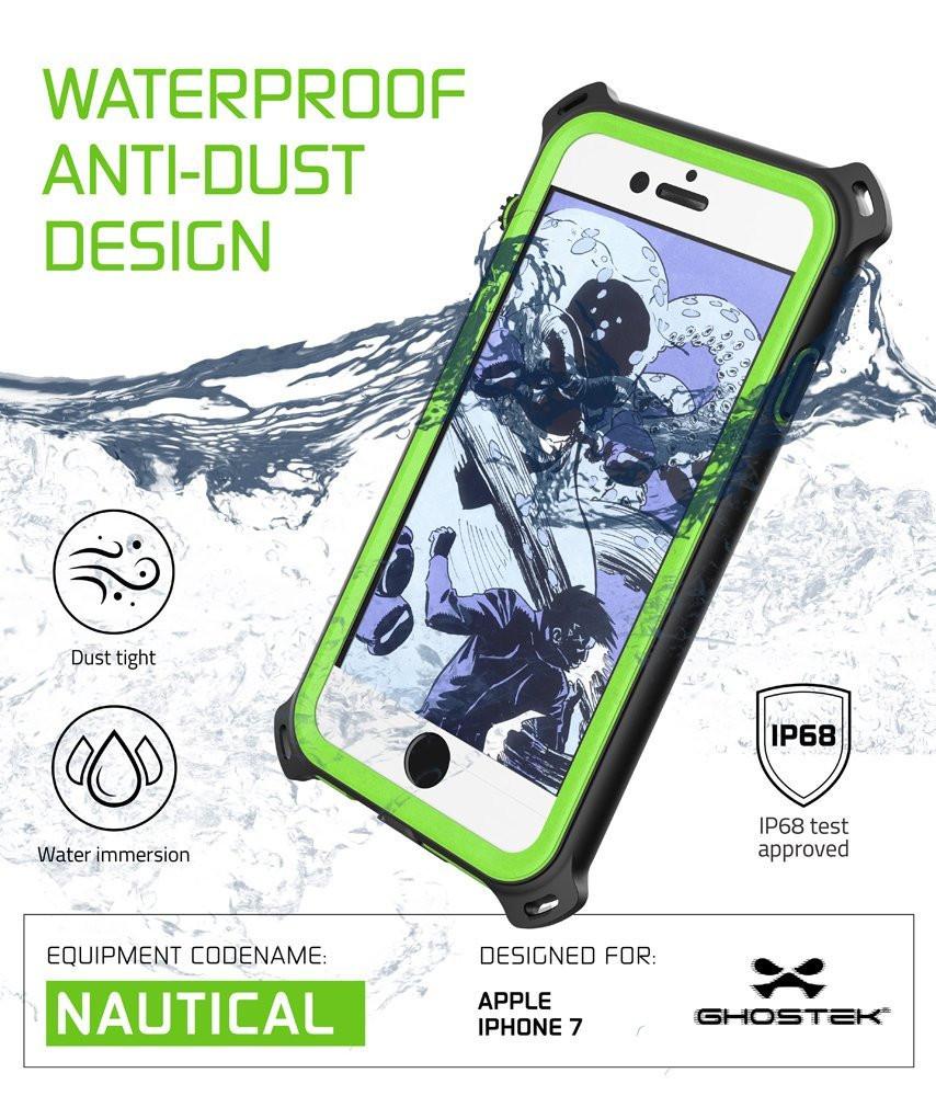 iPhone 7 Waterproof Case, Ghostek Nautical Series for iPhone 7 | Slim Underwater Protection| Adventure Duty | Ultra Fit | Swimming (Green)