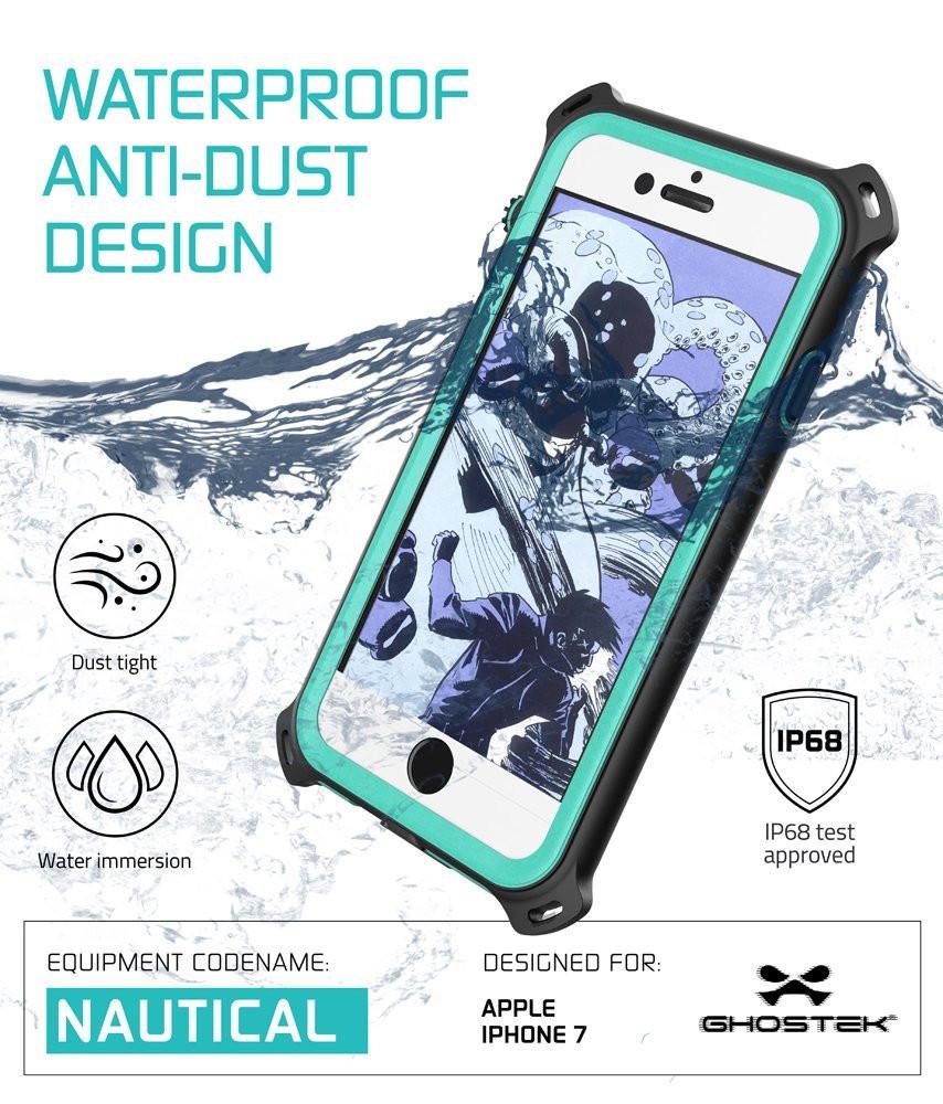 iPhone 7 Waterproof Case, Ghostek Nautical Series for iPhone 7 | Slim Underwater Protection | Adventure Duty | Ultra Fit | Swimming (Teal)