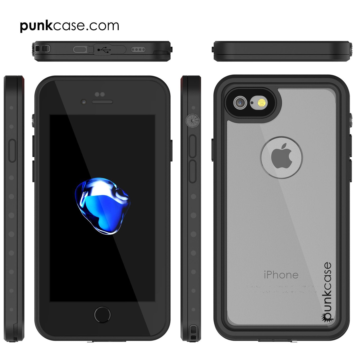 iPhone 7 Waterproof IP68 Case, Punkcase [Clear] [StudStar Series] [Slim Fit] [Dirtproof] [Snowproof]