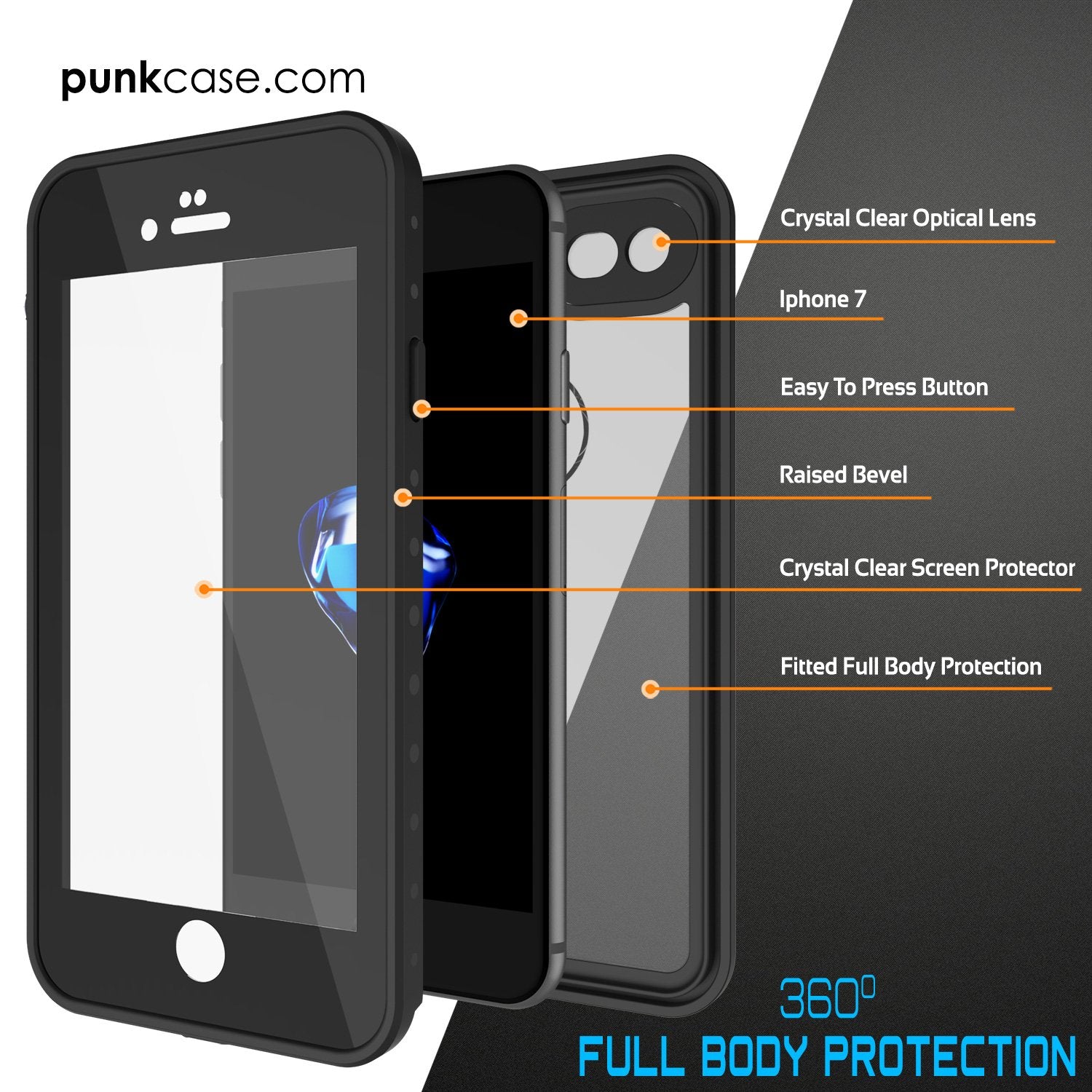 iPhone 7 Waterproof IP68 Case, Punkcase [Clear] [StudStar Series] [Slim Fit] [Dirtproof] [Snowproof]