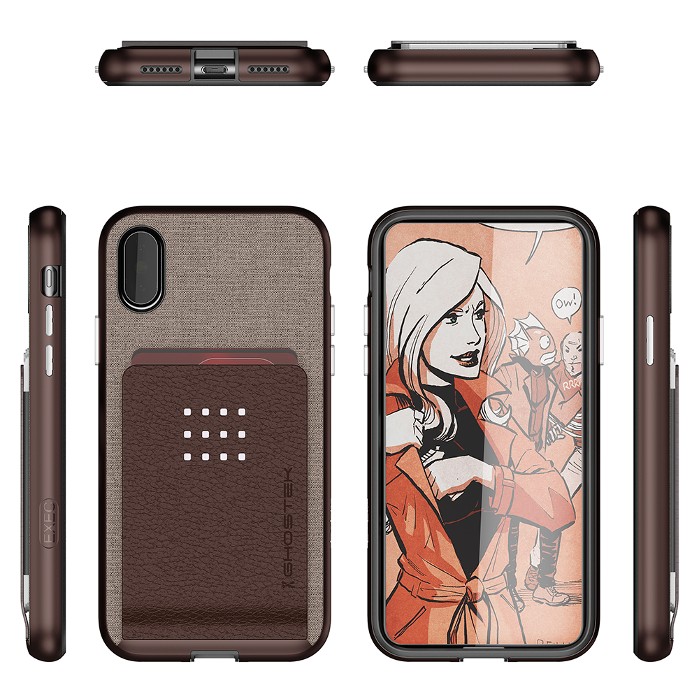 iPhone 7 Case , Ghostek Exec 2 Series for iPhone 7 Protective Wallet Case [BROWN]