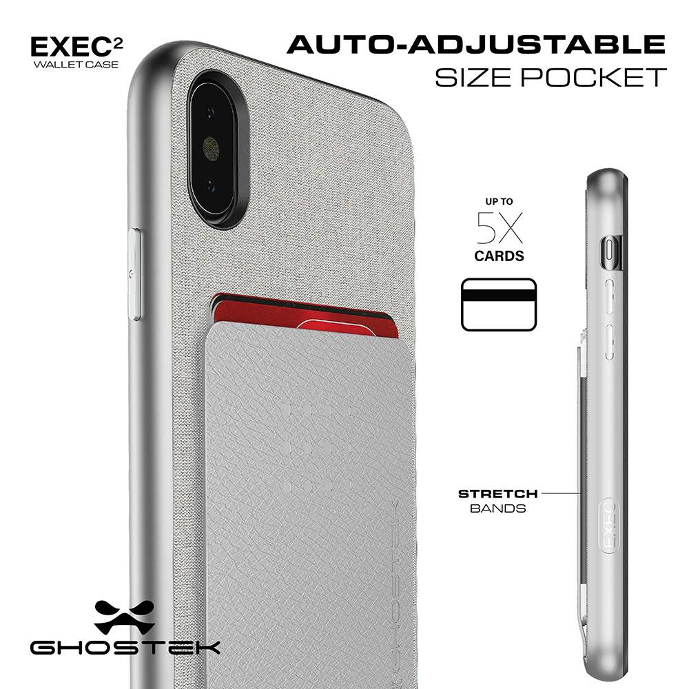 iPhone 8 Case, Ghostek Exec 2 Series for iPhone 8 Protective Wallet Case [SILVER]