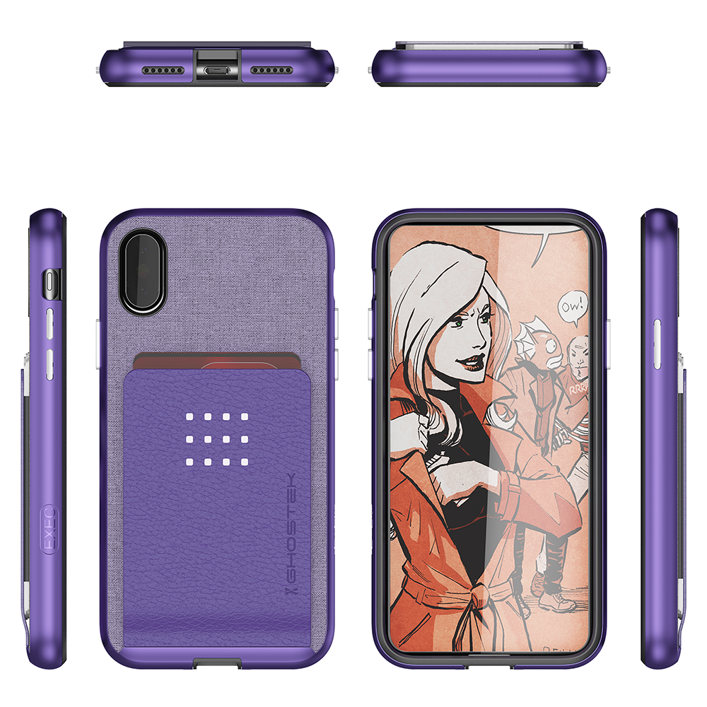 iPhone 8 Case, Ghostek Exec 2 Series for iPhone 8 Protective Wallet Case [PURPLE]