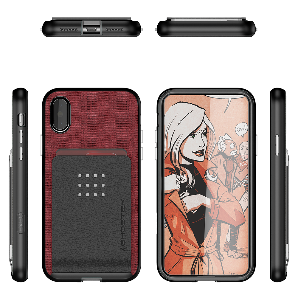 iPhone 8 Case , Ghostek Exec 2 Series for iPhone 8 Protective Wallet Case [RED]