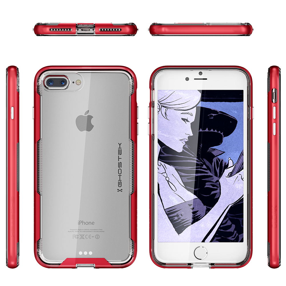 iPhone 7+ Plus Case,Ghostek Cloak 3 Series for iPhone 7+ Plus Clear Protective Case[RED]