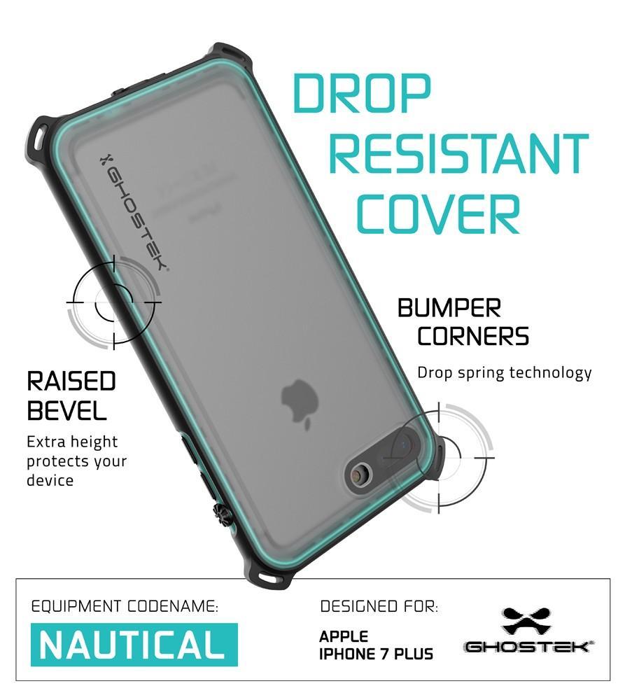 iPhone 7 Plus Waterproof Case, Ghostek Nautical Series for Apple iPhone 7 Plus | Slim Underwater Protection | Shockproof | Dirt-proof | Snow-proof | Protective | Adventure Duty | Swimming |  Teal