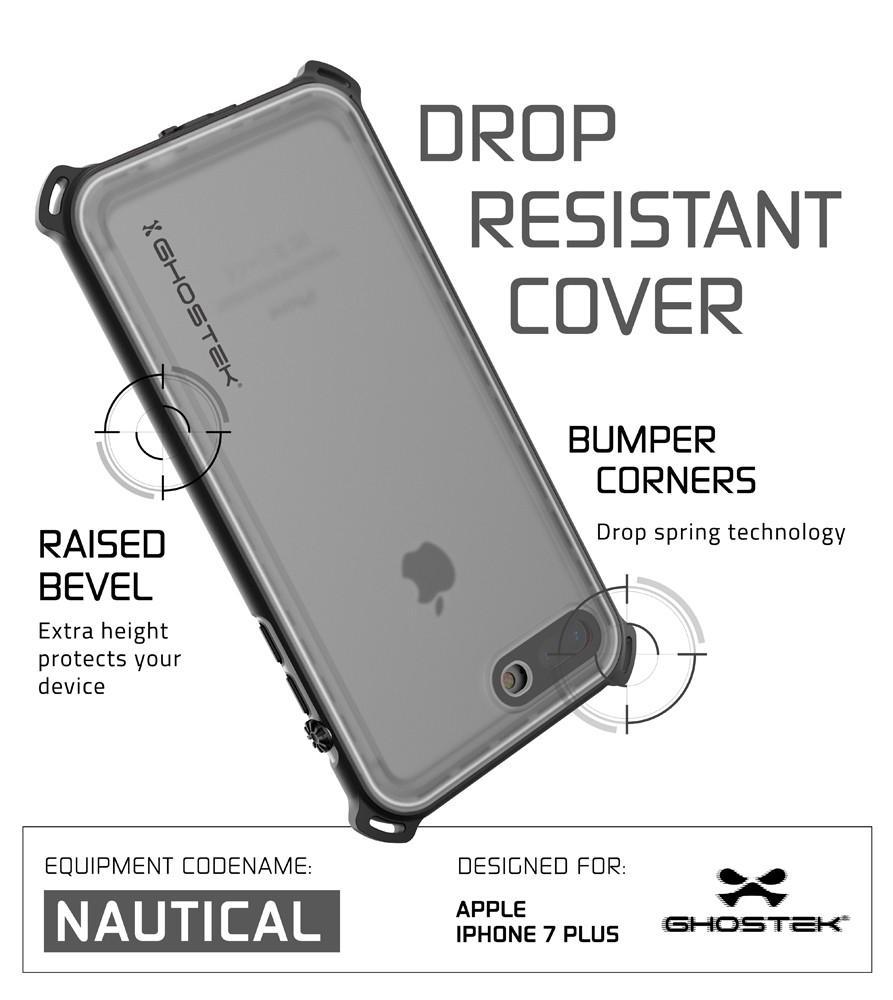 iPhone 7 Plus Waterproof Case, Ghostek Nautical Series for Apple iPhone 7 Plus | Slim Underwater Protection | Shockproof | Dirt-proof | Snow-proof | Protective | Adventure Duty | Swimming | White