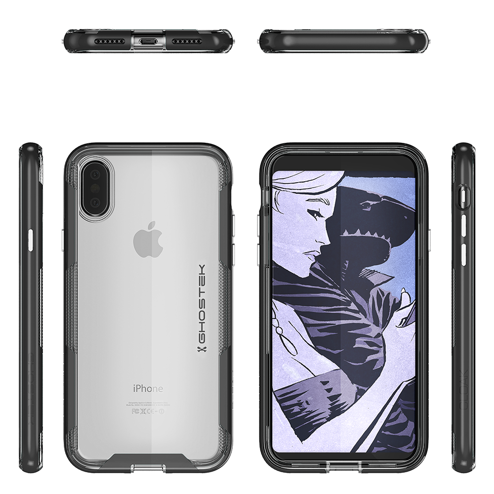 iPhone X PunkCase, Ghostek Cloak-3 Premium Transparent Cover [Black]