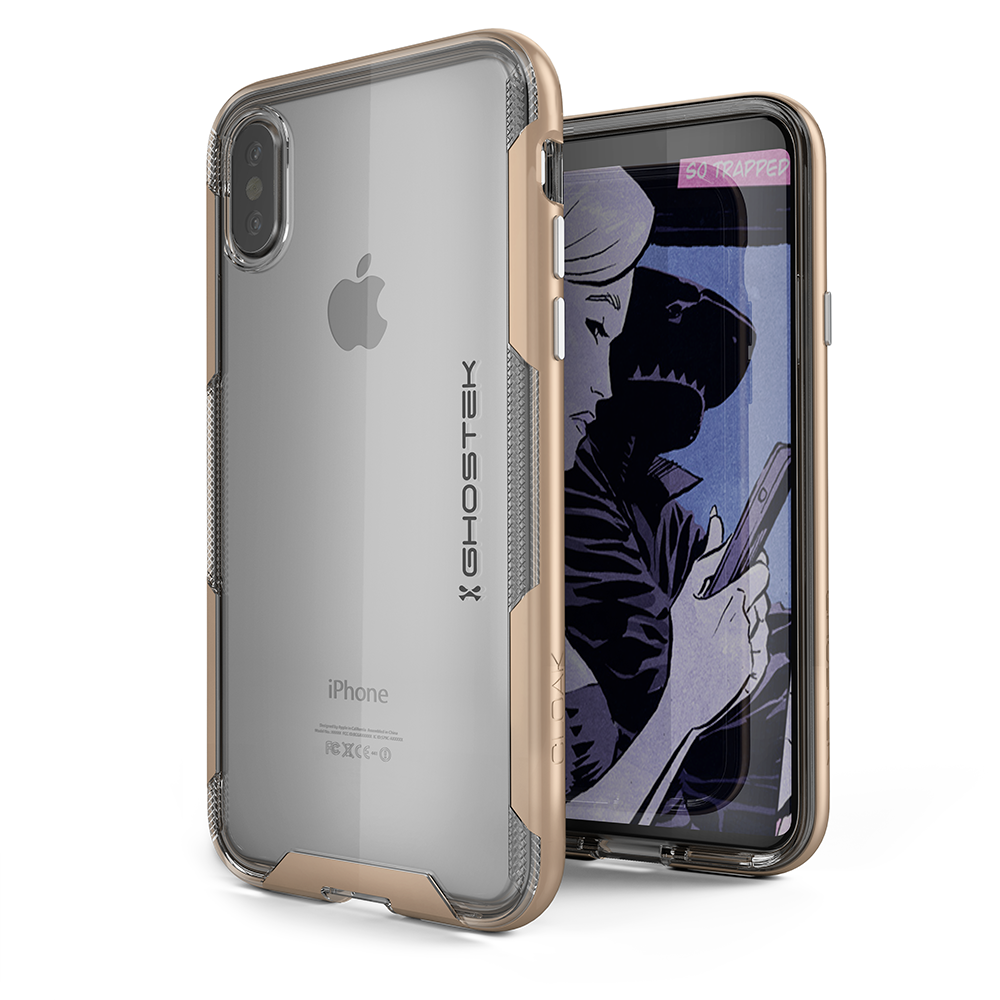 iPhone X PunkCase, Ghostek Cloak-3 Premium Transparent Cover [Gold]