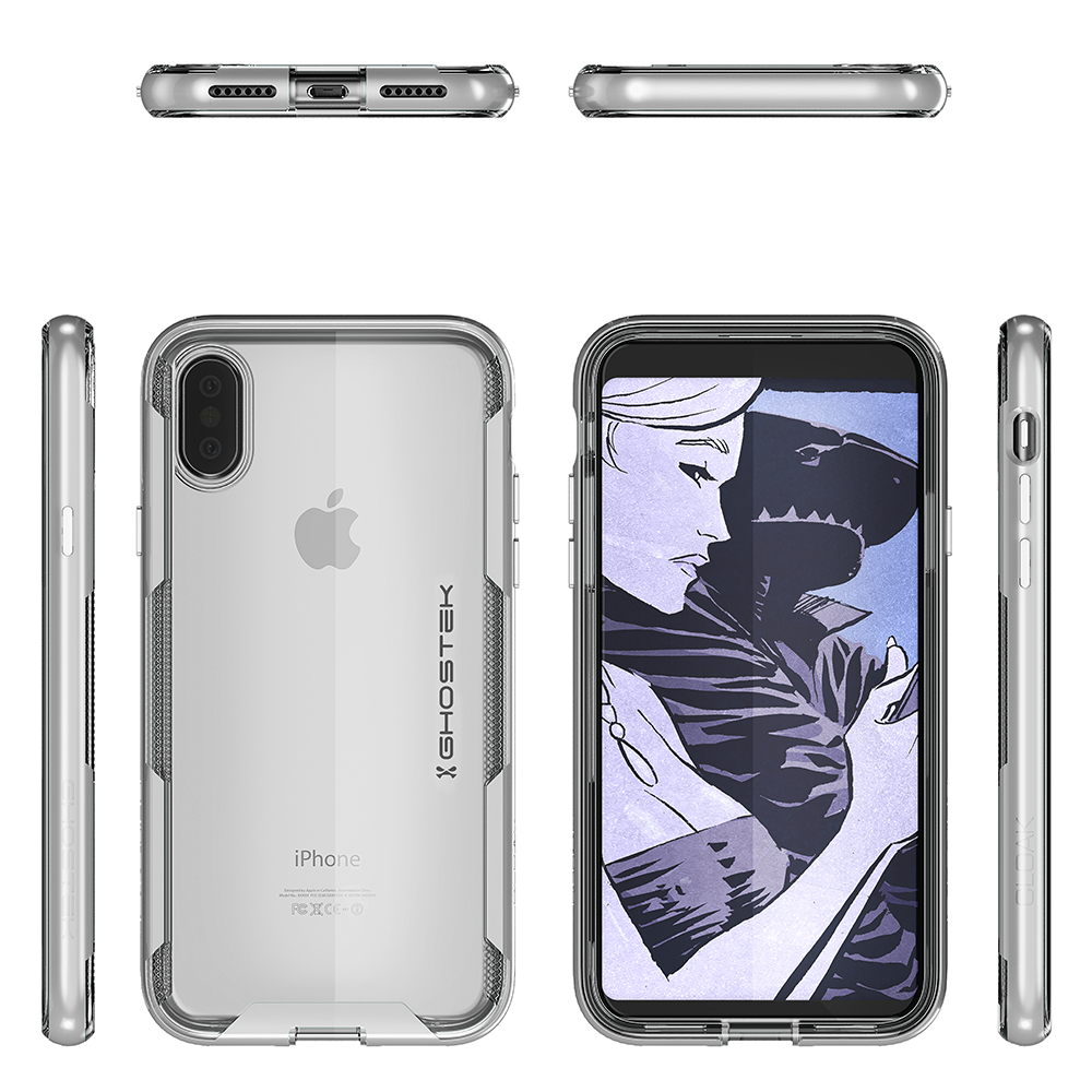 iPhone X Punkcase, Ghostek Cloak 3 Series Ultra Slim Clear, Silver