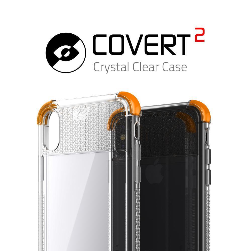 iPhone X Crystal Clear Case, Ghostek Covert-2 Soft Skin Cover, Orange