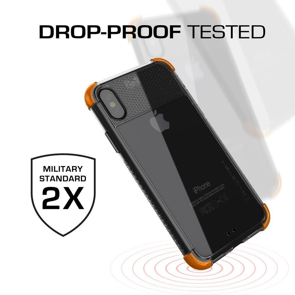 iPhone X Crystal Clear Case, Ghostek Covert-2 Soft Skin Cover, Orange