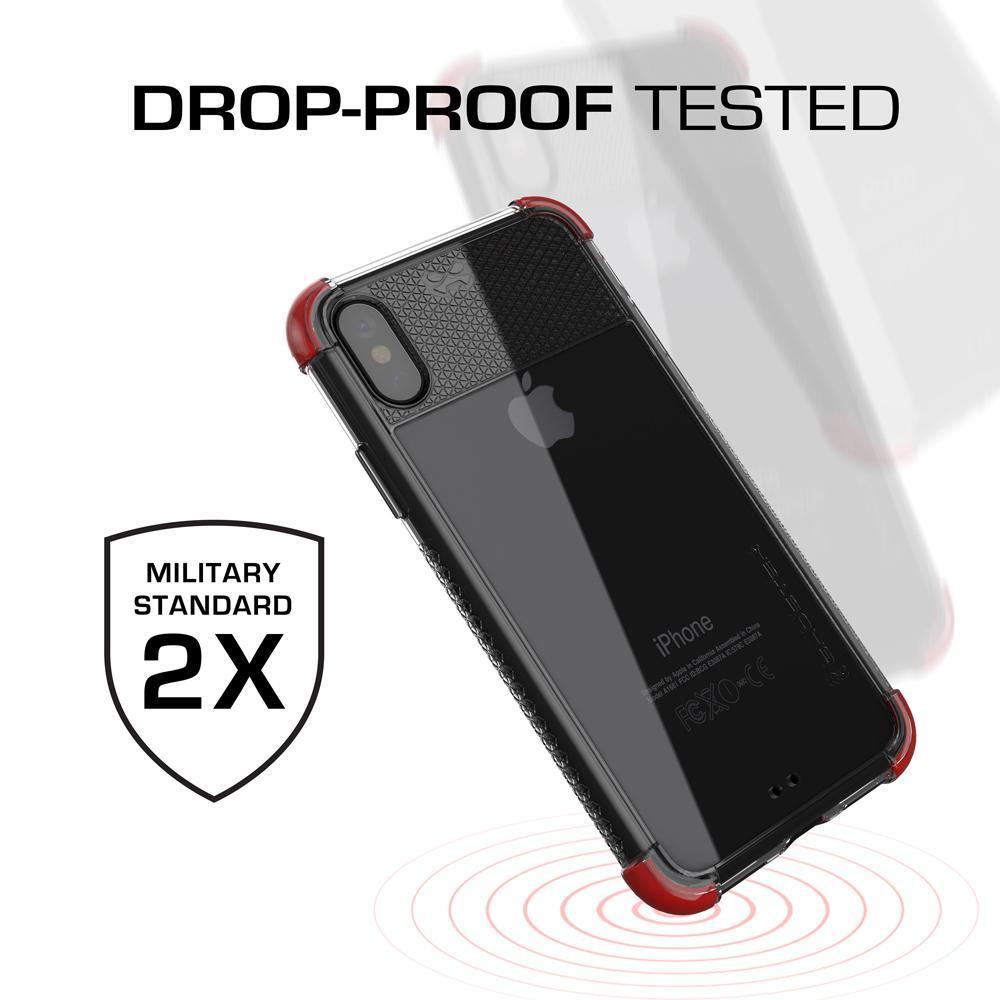 iPhone X Crystal Clear Case, Ghostek Covert-2 Soft Skin Cover, Red