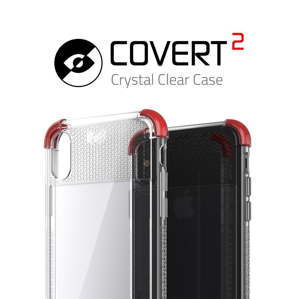 iPhone X Crystal Clear Case, Ghostek Covert-2 Soft Skin Cover, Red