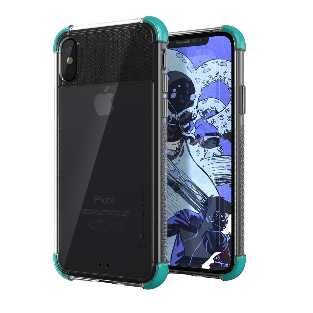 iPhone X Crystal Clear Case, Ghostek Covert-2 Soft Skin Cover, Teal
