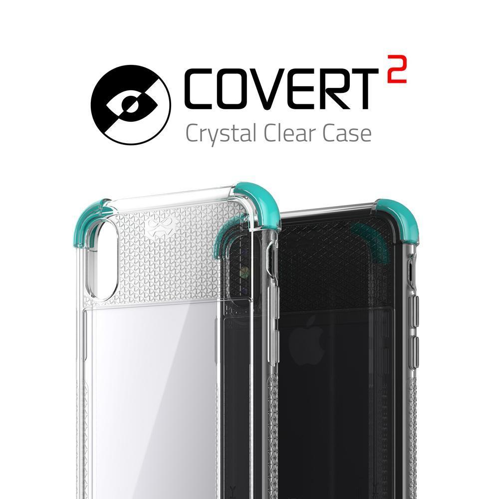 iPhone X Crystal Clear Case, Ghostek Covert-2 Soft Skin Cover, Teal