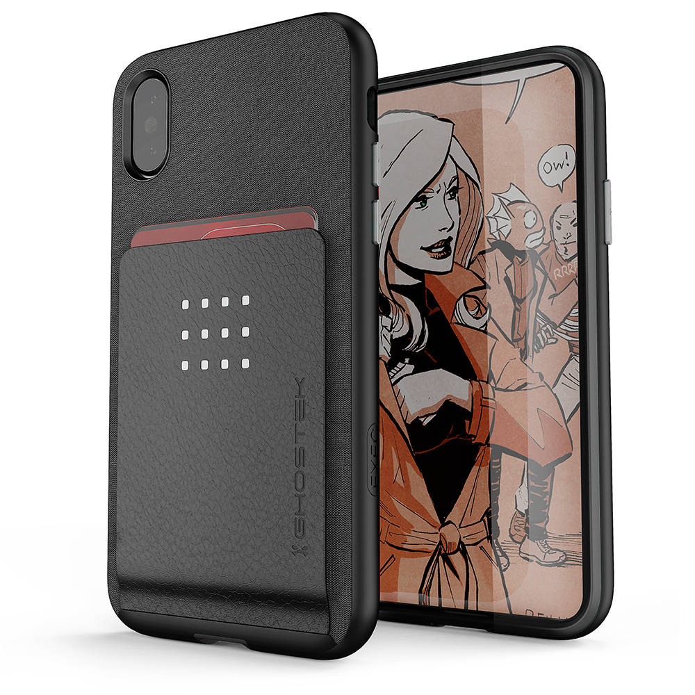 iPhone X Case, Ghostek Exec 2 Series Protective Wallet Case [BLACK]