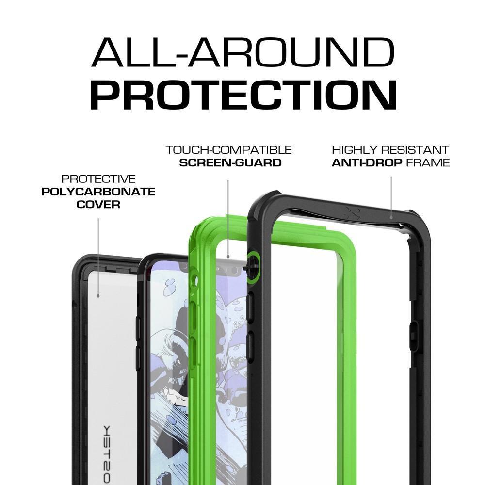 iPhone X Waterproof Case, Ghostek Nautical Punkcase Protector, Green