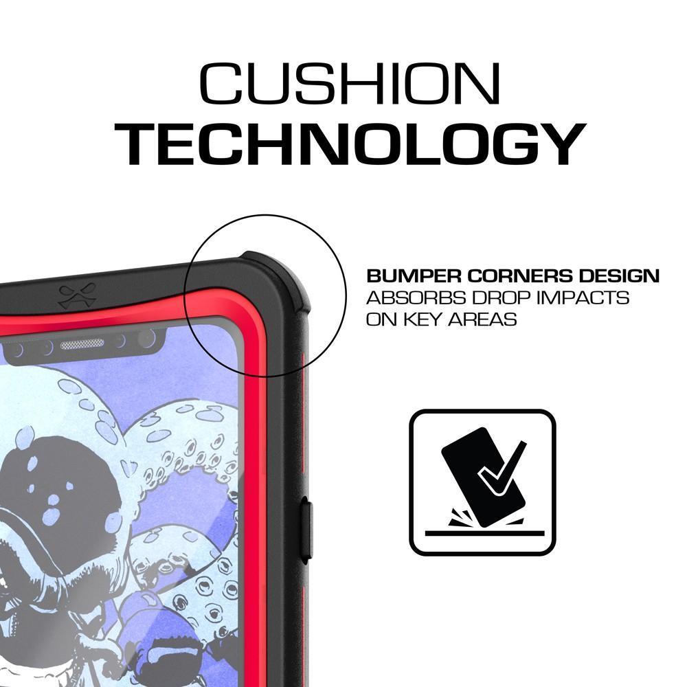 iPhone X Waterproof Case, Ghostek Nautical Full Sealed Cover, Red