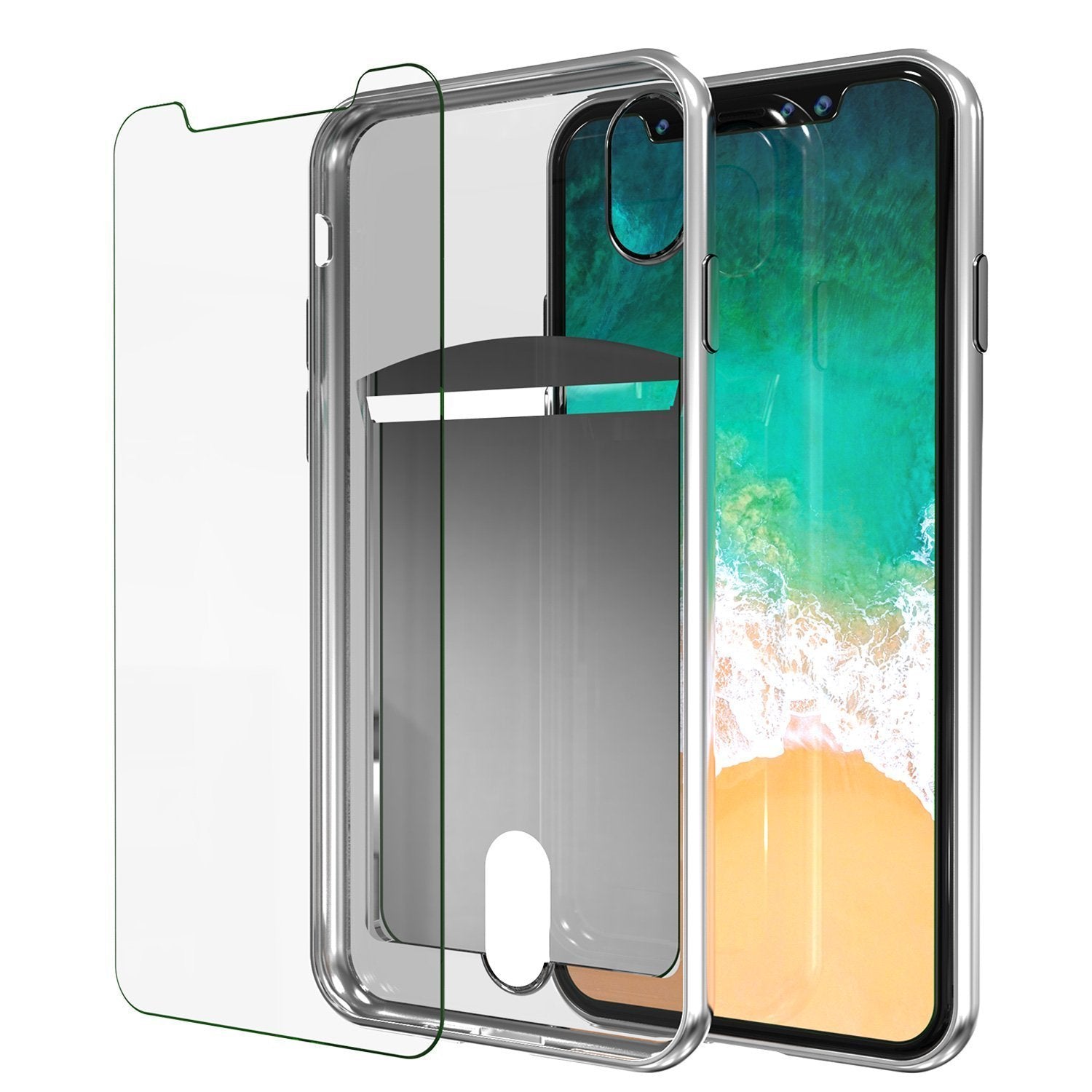 iPhone X Punkcase, LUCID Series Slim Fit Protective Dual Layer, Silver