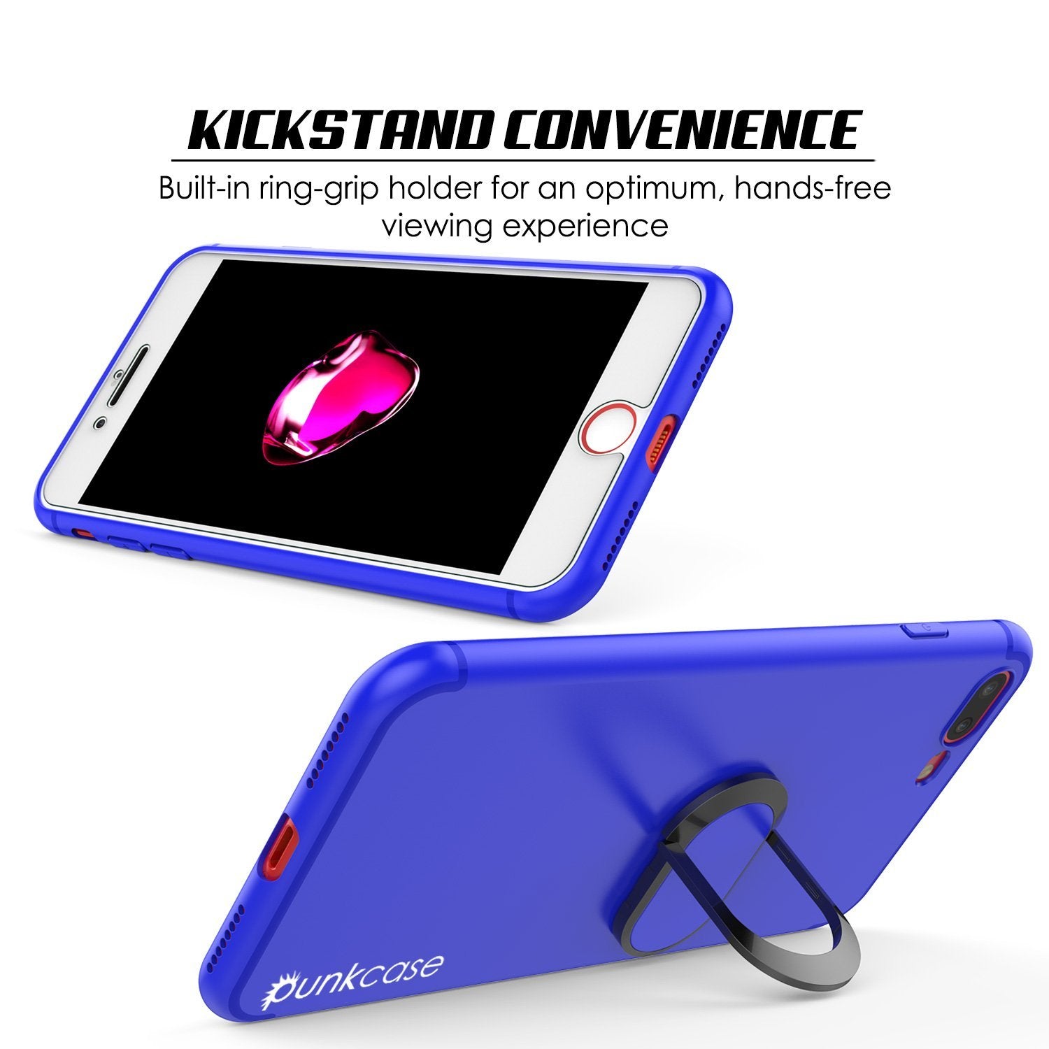 iPhone 8 Plus Case, Punkcase Magnetix Protective TPU Cover W/ Kickstand, Ring Grip Holder & Metal Plate for Magnetic Car Phone Mount PLUS Tempered Glass Screen Protector for Apple iPhone 7+/8+ [Blue]