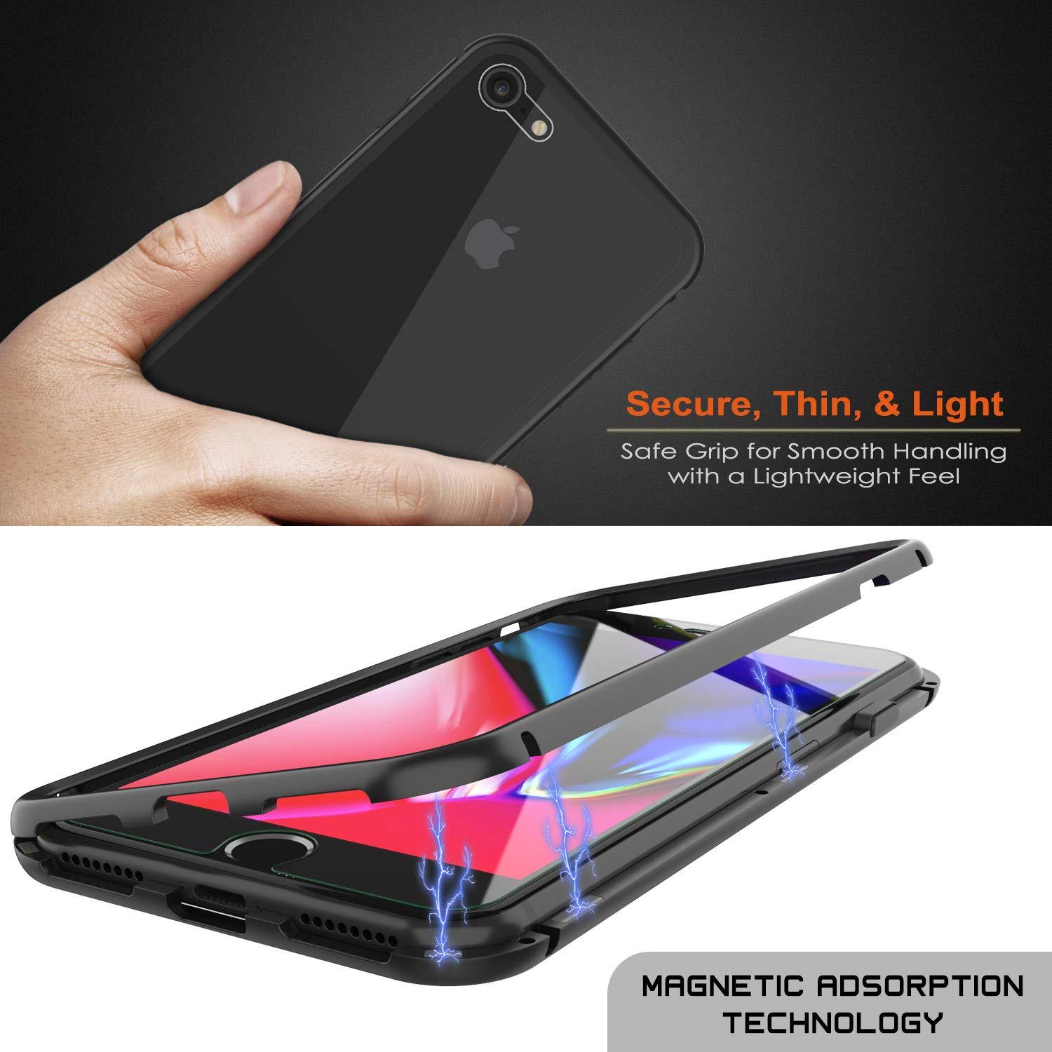 iPhone 7 Case, Punkcase Magnetix 2.0 Protective TPU Cover W/ Tempered Glass Screen Protector [Black]