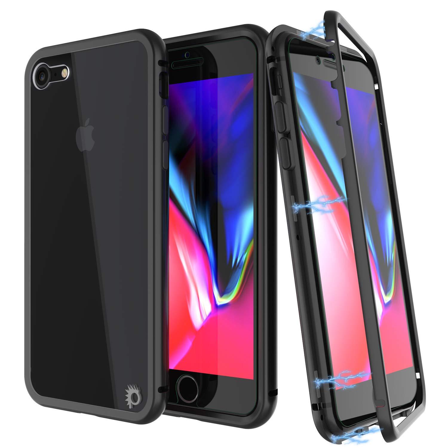 iPhone 7 Case, Punkcase Magnetix 2.0 Protective TPU Cover W/ Tempered Glass Screen Protector [Black]