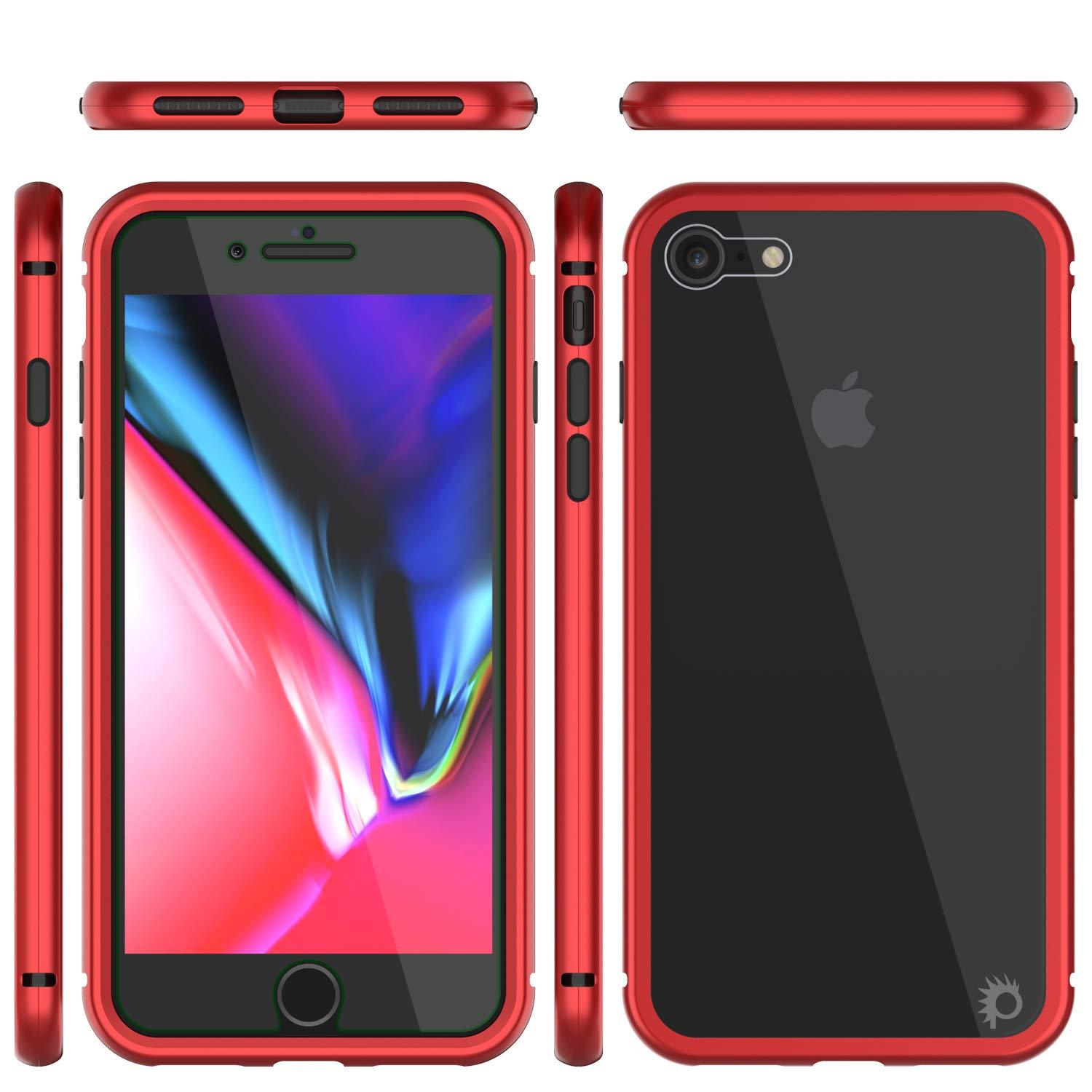 iPhone 8 Case, Punkcase Magnetix 2.0 Protective TPU Cover W/ Tempered Glass Screen Protector [Red]